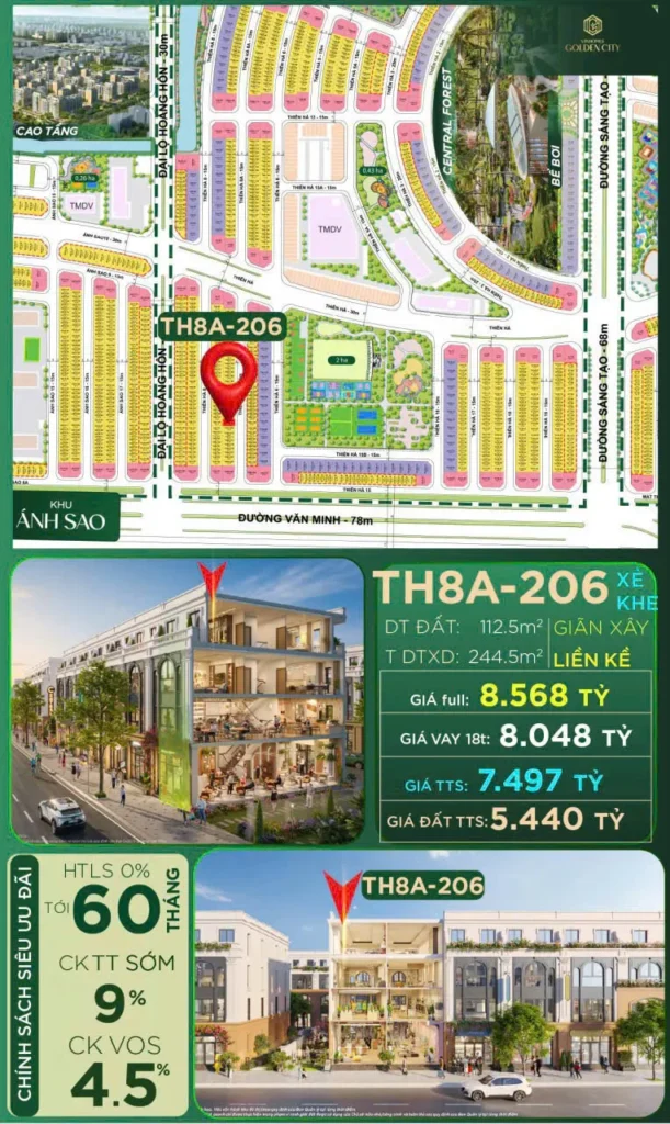 TH 8A- 206 Vinhomes Golden City (HTLS 18 tháng)